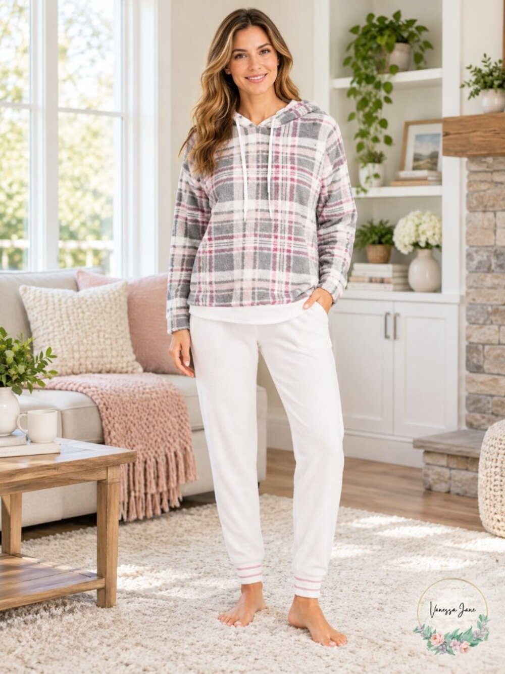 Aqua Sleep Fleece Hoodie and Thermal Pants Lounge Set